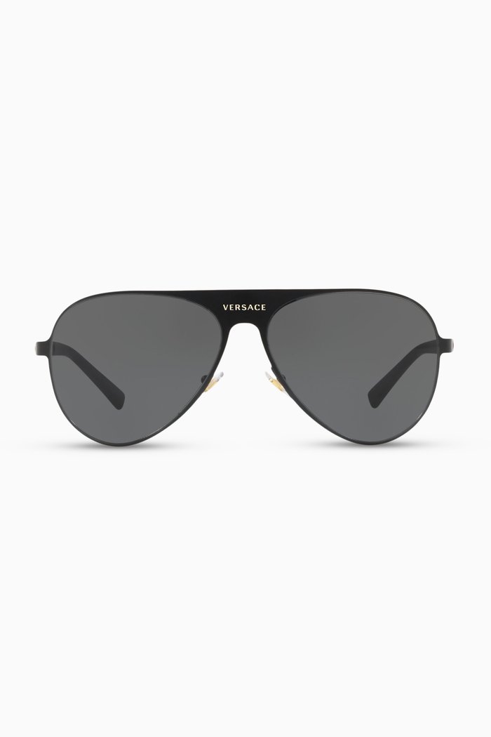 

Pilot Sunglasses with Medusa, Black
