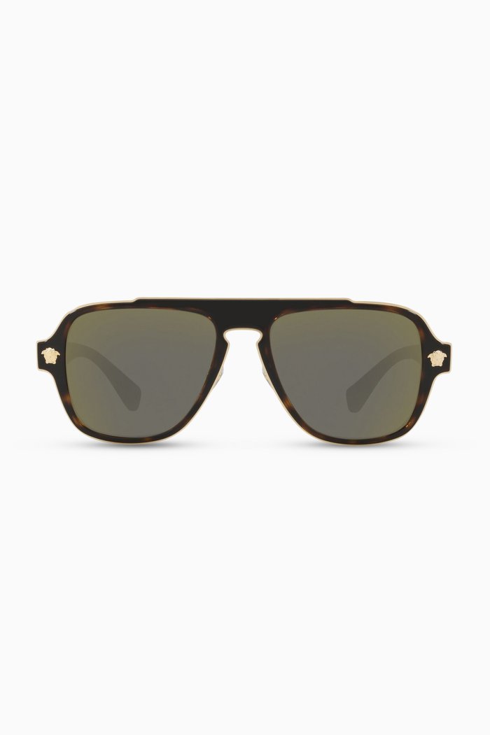 

Aviator Sunglasses with Medusa, Brown