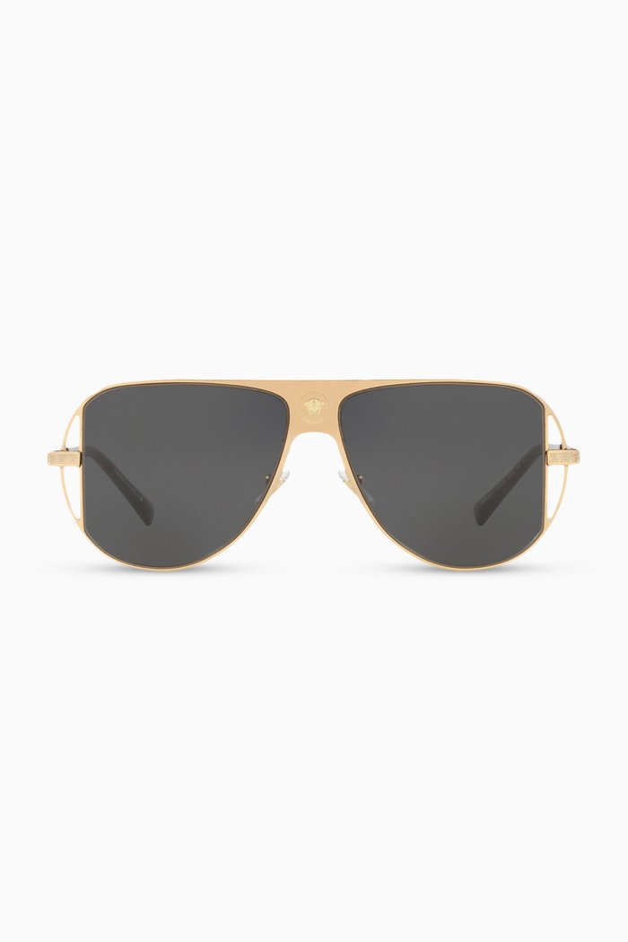 

Pilot Sunglasses with Medusa, Gold