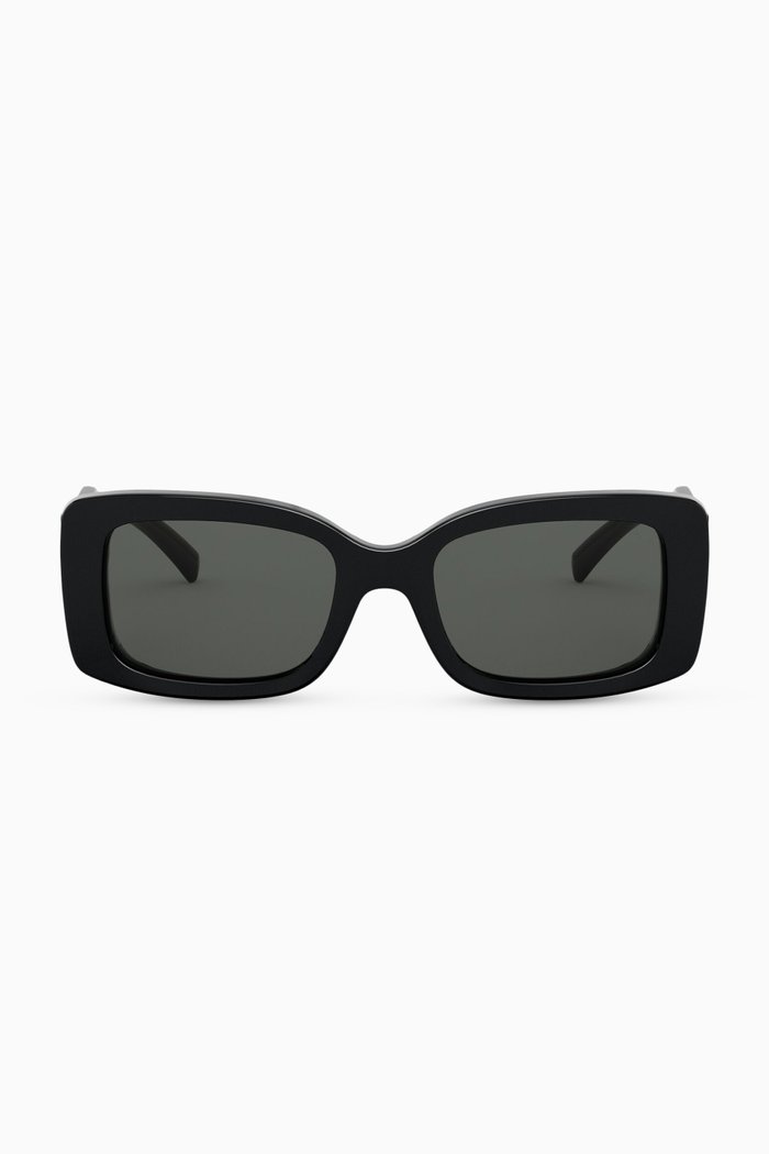 

90s Vintage Logo Rectangle Sunglasses in Acetate, Black