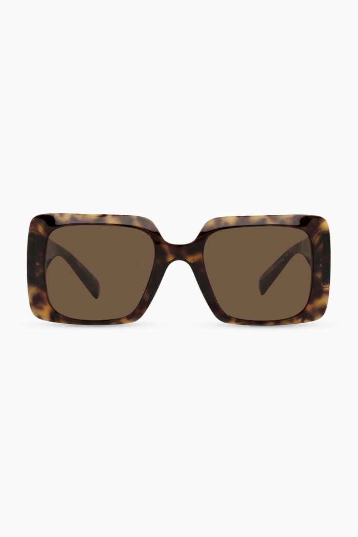 

Rectangle Sunglasses with Medusa Medallion, Brown