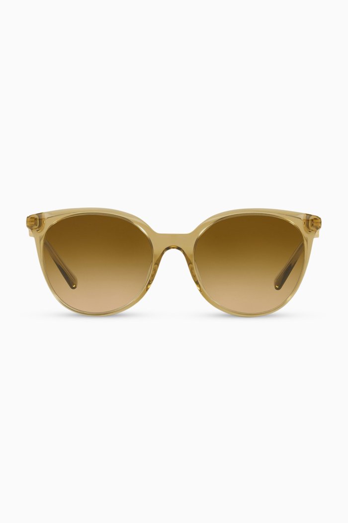 Cat-eye Sunglasses with Medusa Medallion, Brown