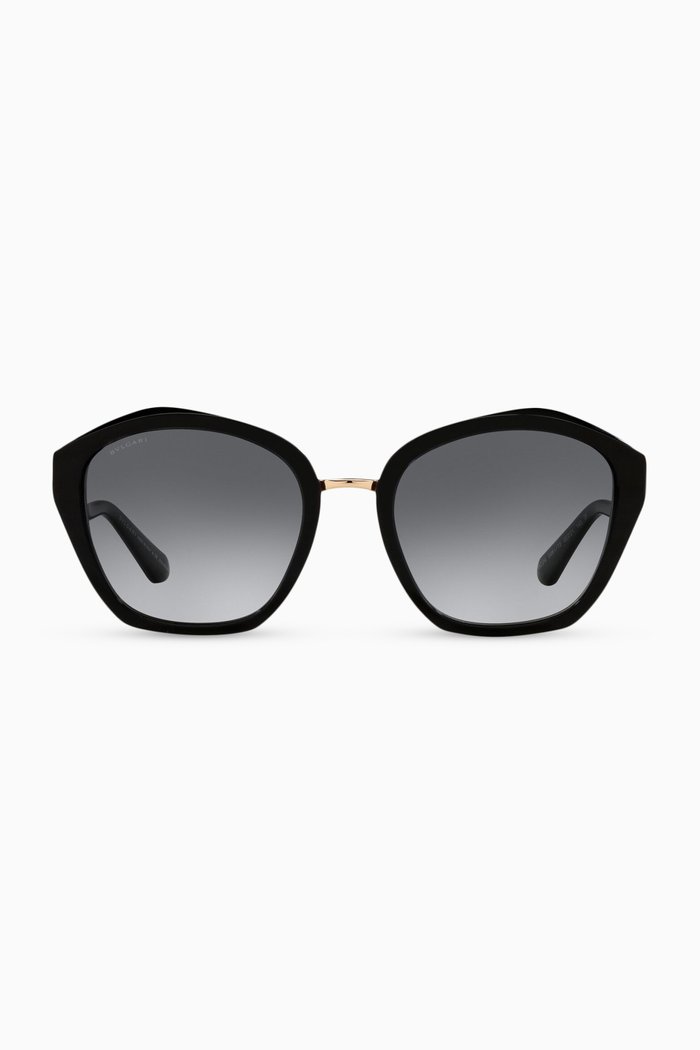 

Serpenti Cat-eye Sunglasses in Acetate, Black