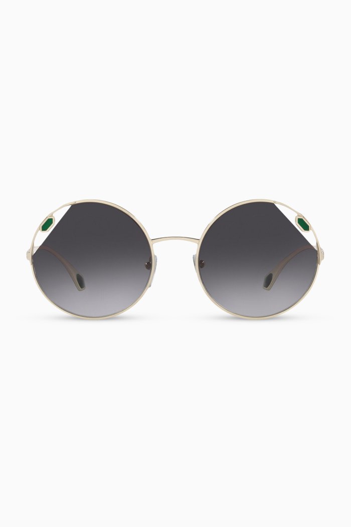 

Serpenti "True Colours" Round Sunglasses in Acetate, Silver