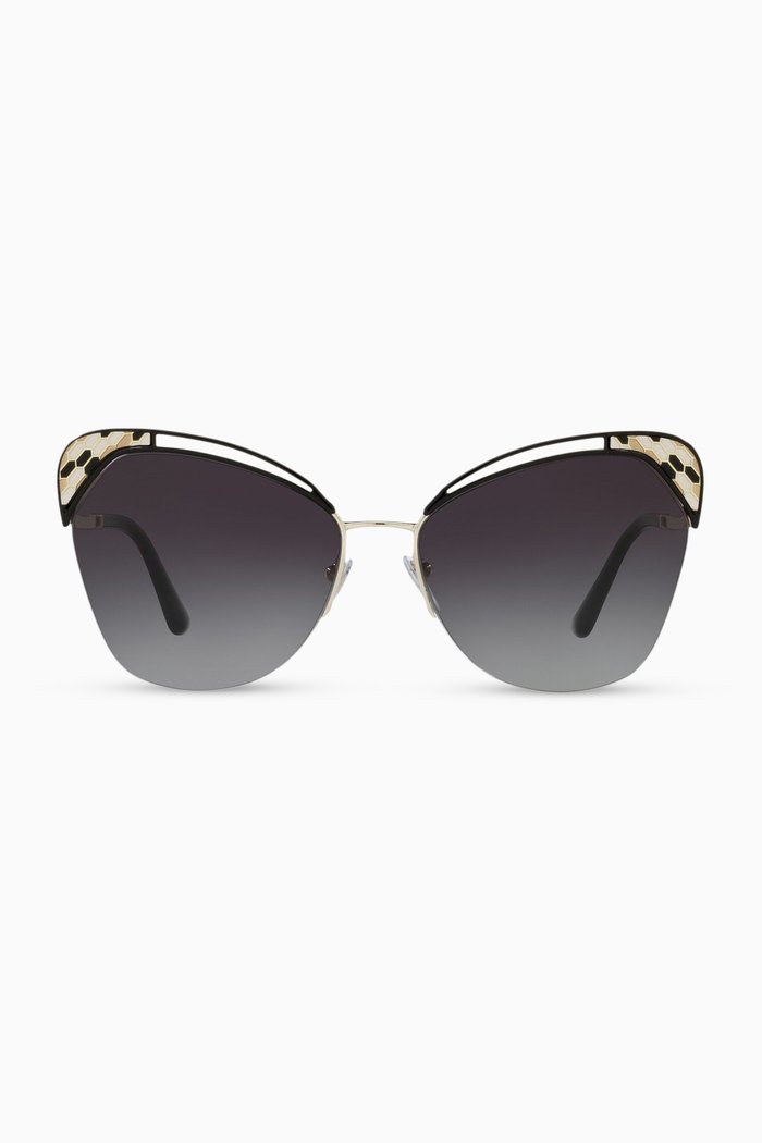 

Serpenti "Colourhapsody" Butterfly Sunglasses in Metal, Black