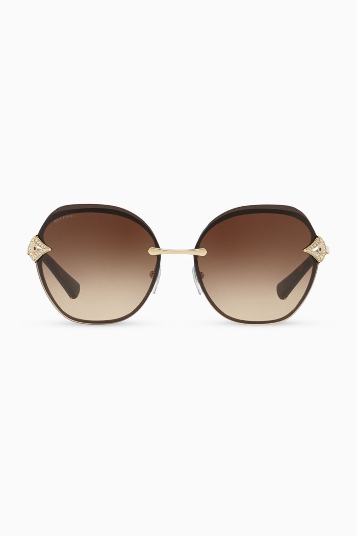 

DIVAS' DREAM Angular Square Sunglasses in Metal, Brown