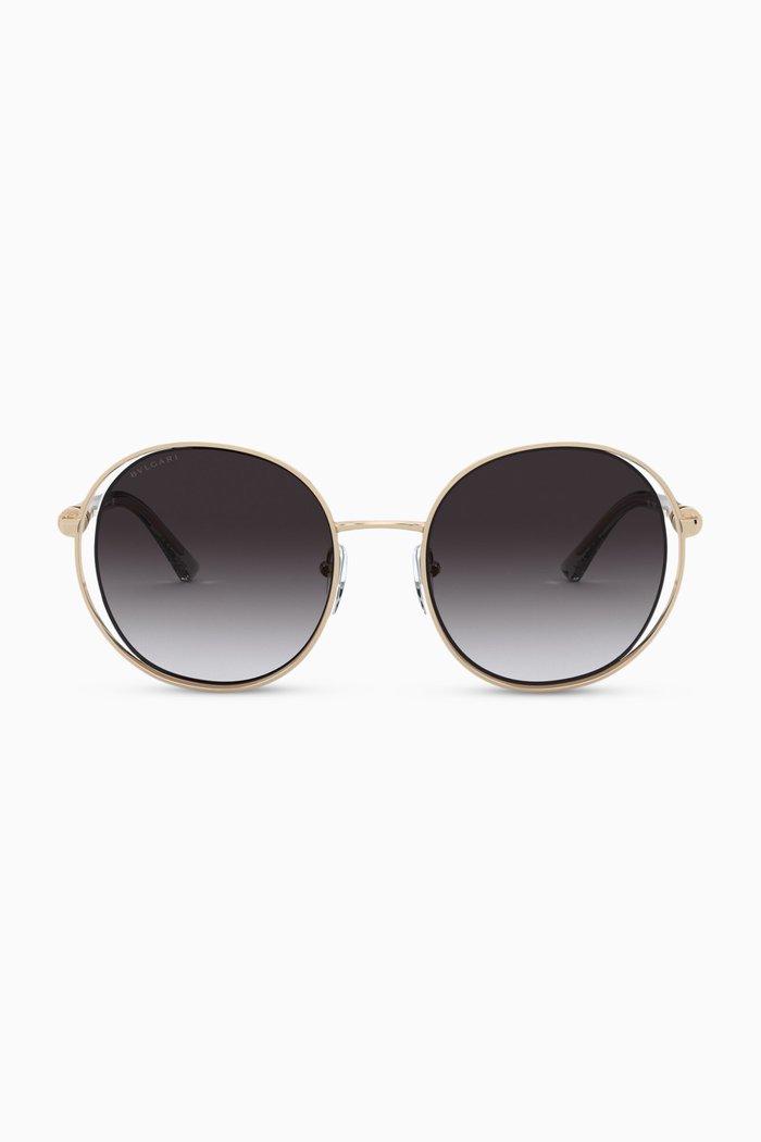 B.zero1 Round Sunglasses in Metal, Black
