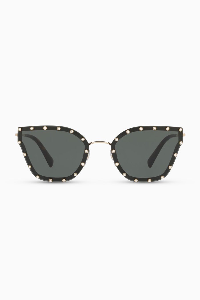 

Valentino Garavani Studded Butterfly Sunglasses in Metal, Black