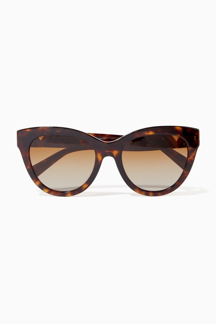 

Valentino Garavani VLOGO Cat-eye Sunglasses in Acetate, Brown