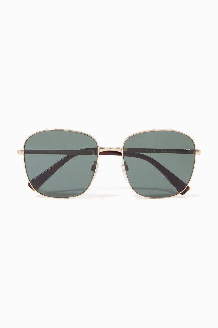 

Valentino Garavani Rockstud Square Sunglasses in Metal, Gold