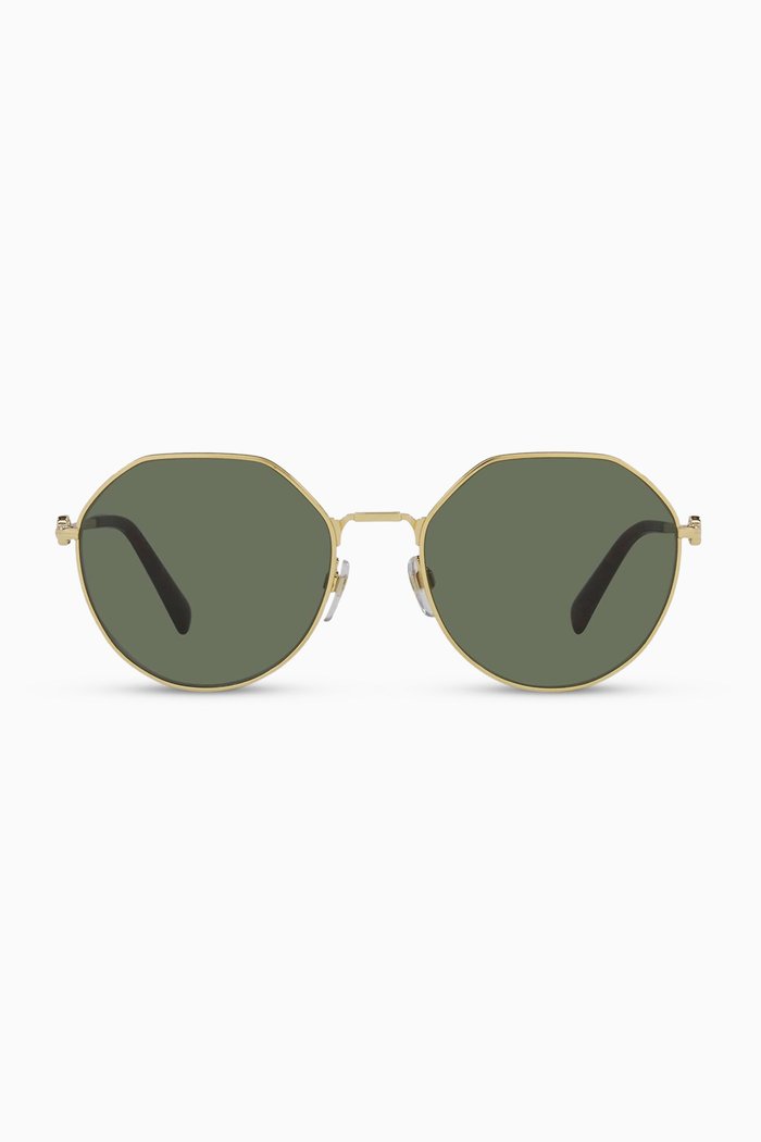 

Valentino Garavani VLOGO Round Sunglasses in Metal, Gold