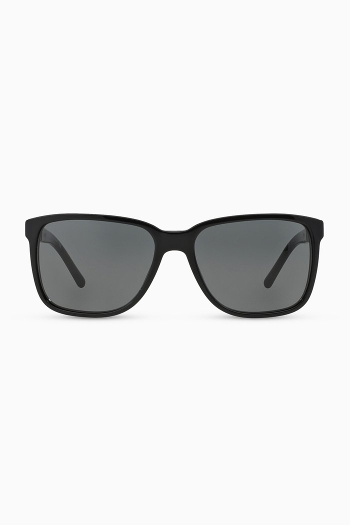 

Square Frame Sunglasses with Icon Stripe, Black