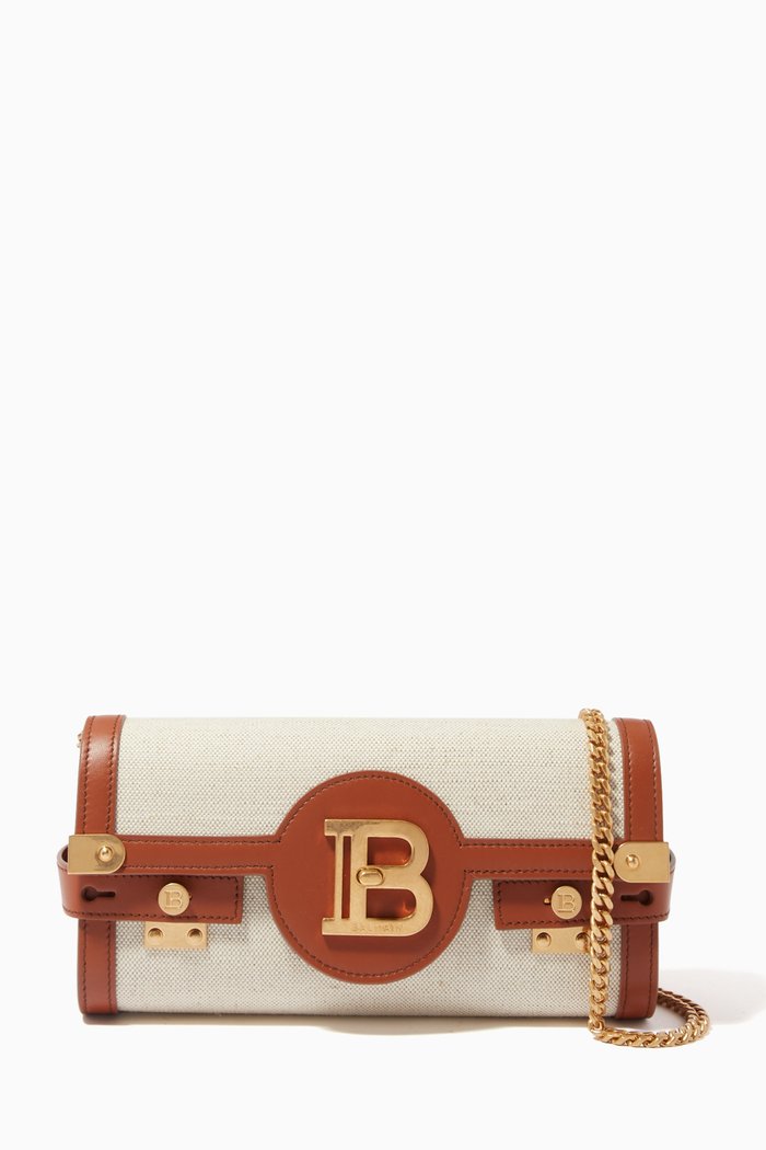 

B-Buzz 23 Clutch Bag in Leather & canvas, Brown