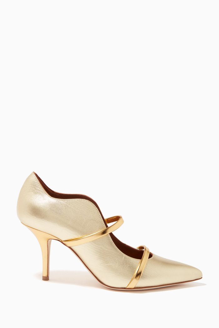 Maureen 70 Pumps in Metallic Leather, Gold