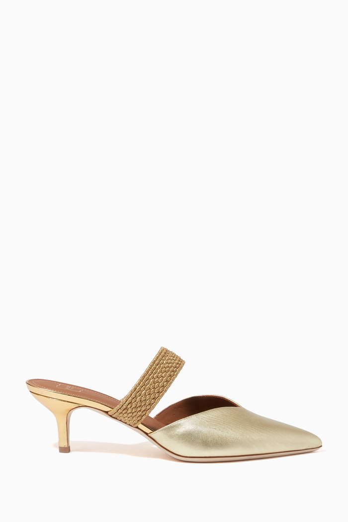 Maisie 45 Mules in Metallic Leather, Gold