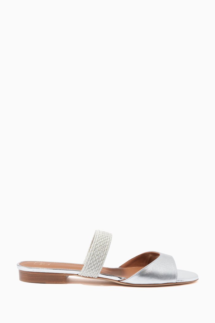 

Milena Flat Sandals in Metallic Nappa, Silver