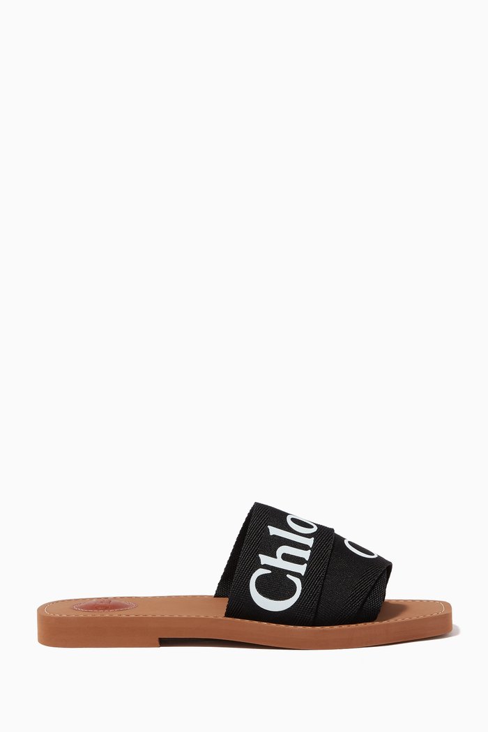 

Woody Flat Mules in Canvas, Black