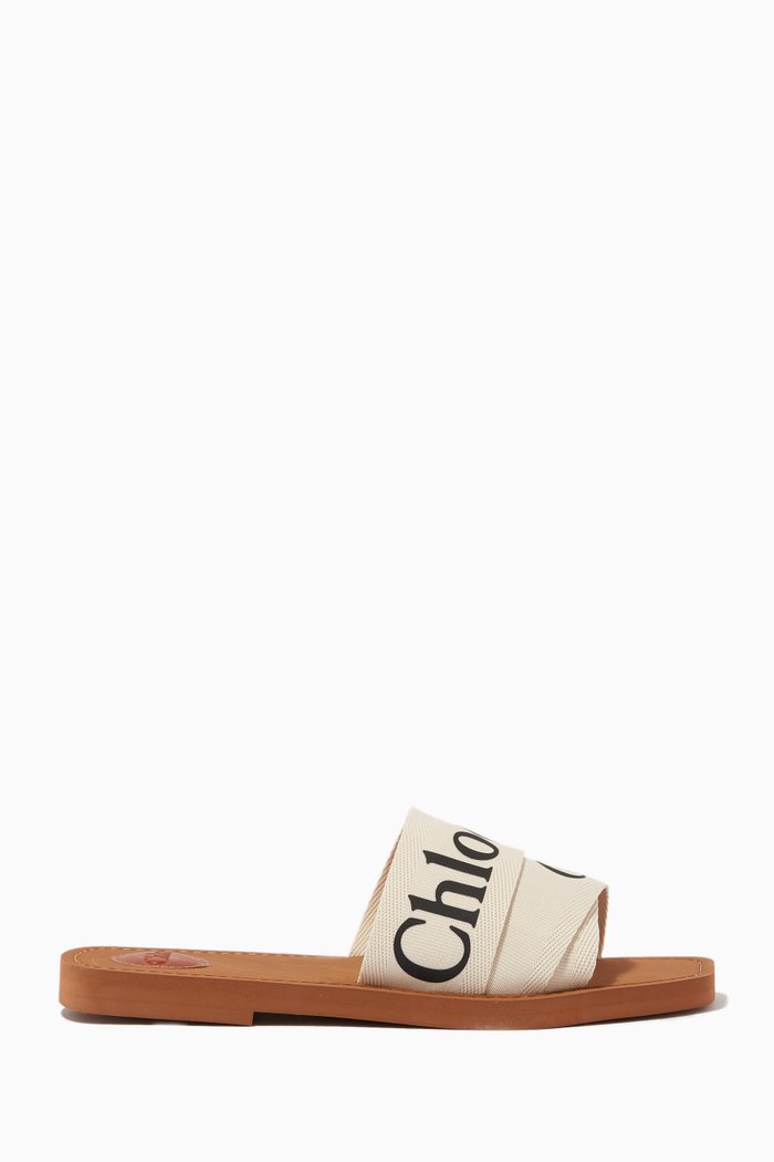 

Woody Flat Mules in Canvas, White