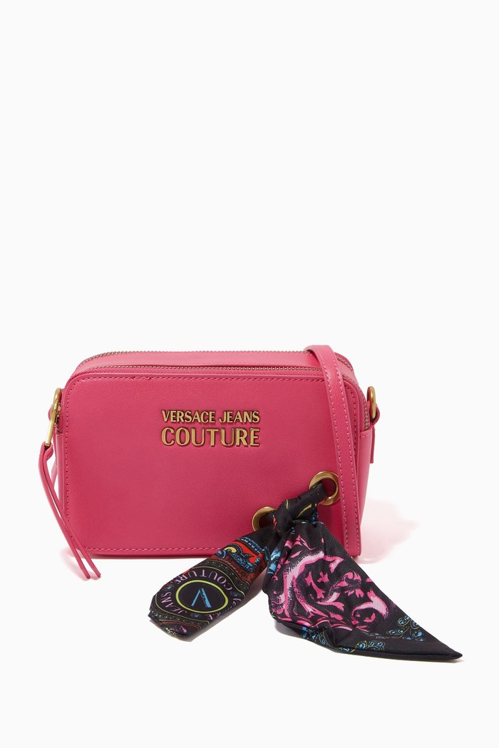 Crossbody Bag with Twilly in PU Leather, Pink