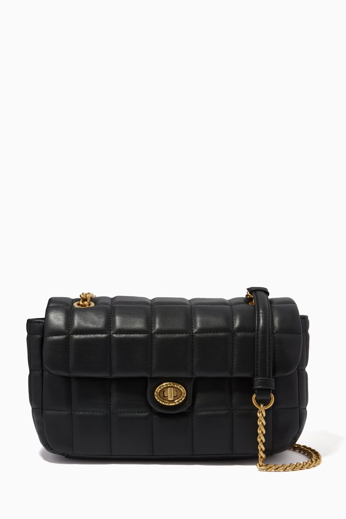 

Shoulder Bag in Quilted PU Leather, Black