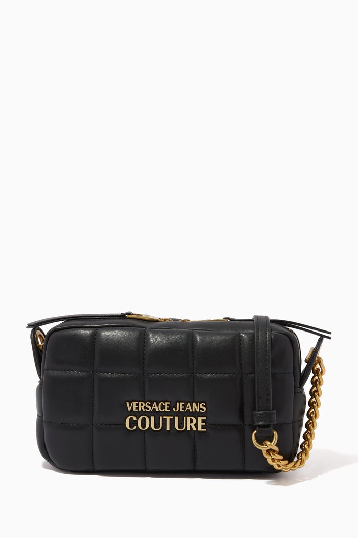

Crossbody Bag in Quilted PU Leather, Black