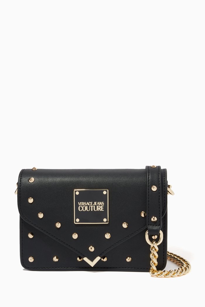 Small Shoulder Bag in PU Leather, Black
