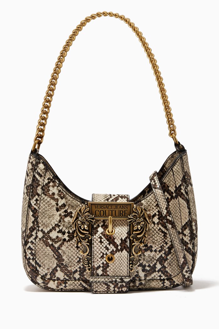 

Snakeskin-effect Hobo Bag in PU Leather, Neutral
