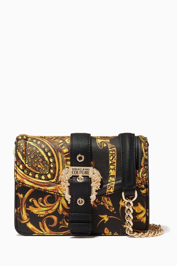 

Medium Baroque Print Crossbody Bag in PU Leather, Black