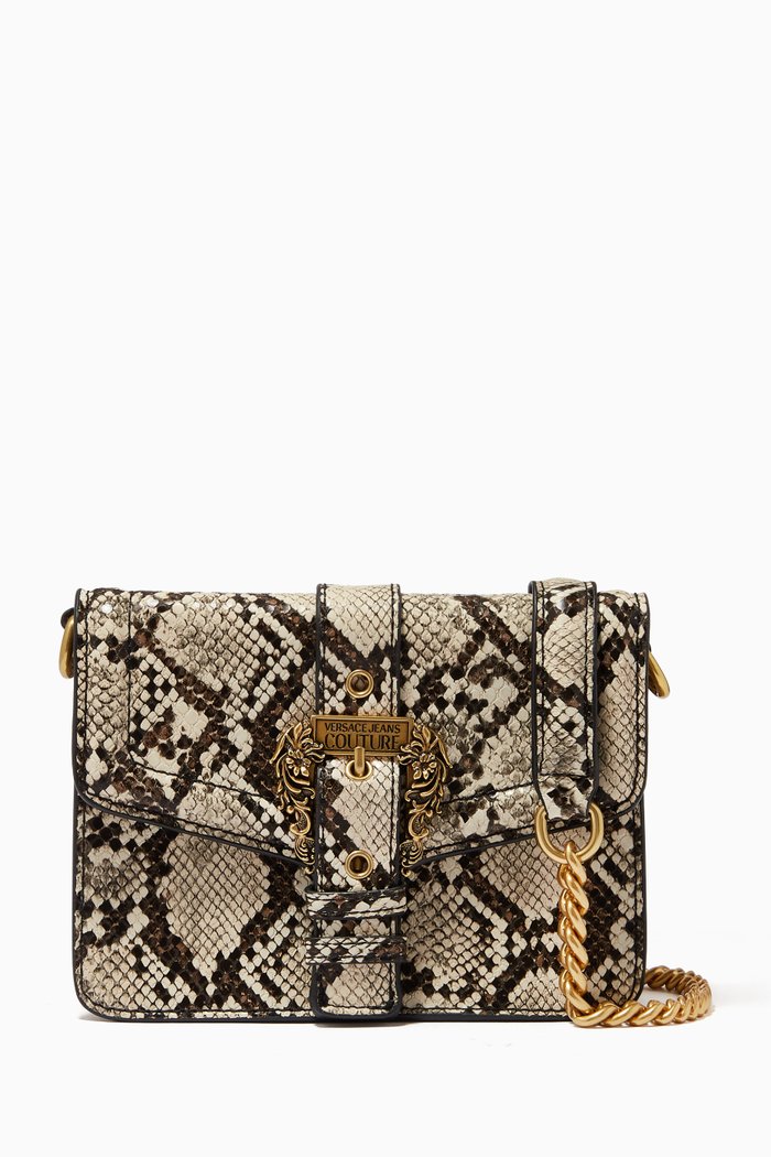 

Medium Snakeskin-effect Crossbody Bag in PU Leather, Neutral