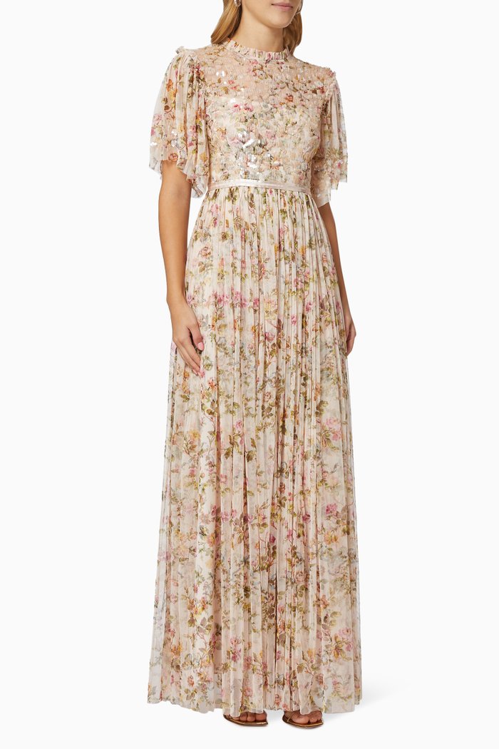 

Honesty Garland Bodice Gown in Tulle, Pink