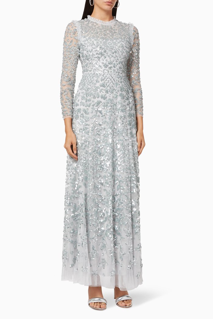 

Aurelia Long Sleeves Gown, Blue
