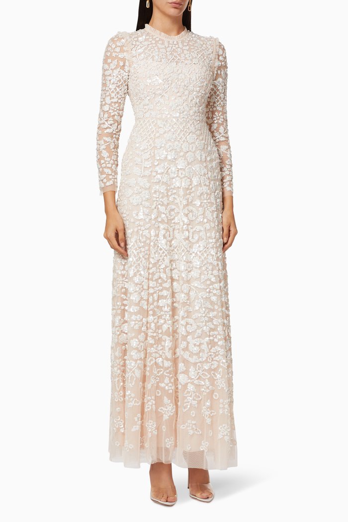 Aurelia Long Sleeves Gown, Pink