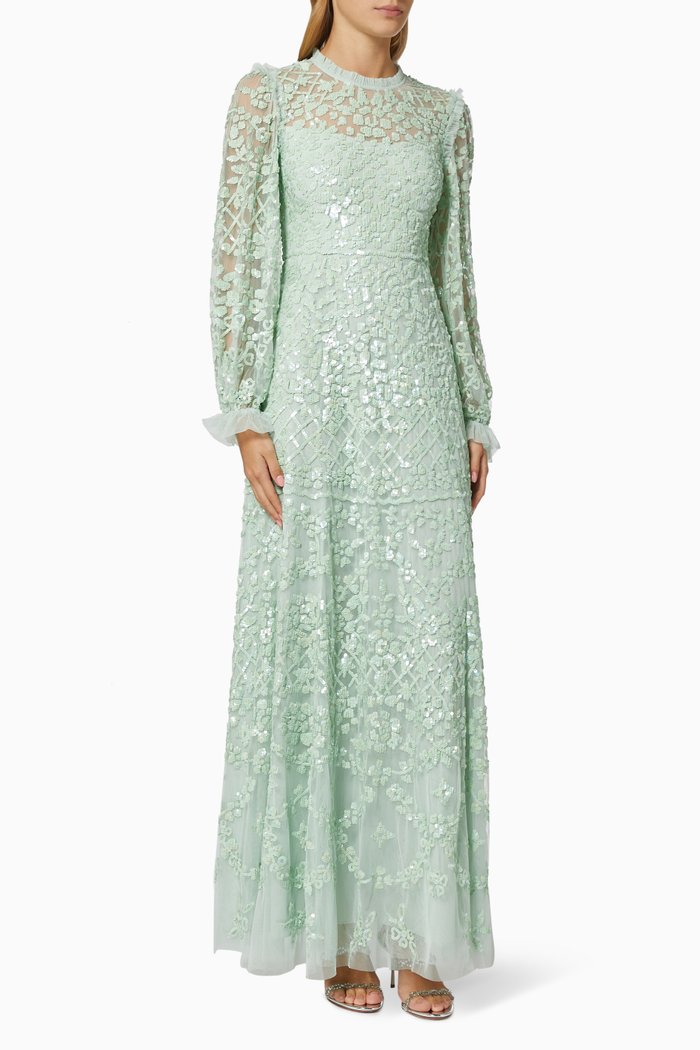 

Mirabelle Sequins Gown in Tulle, Green