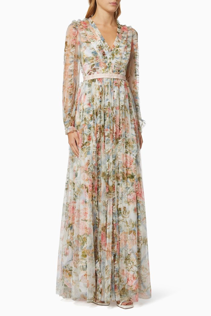 

Rose Garden V-neck Gown in Nylon, Multicolour