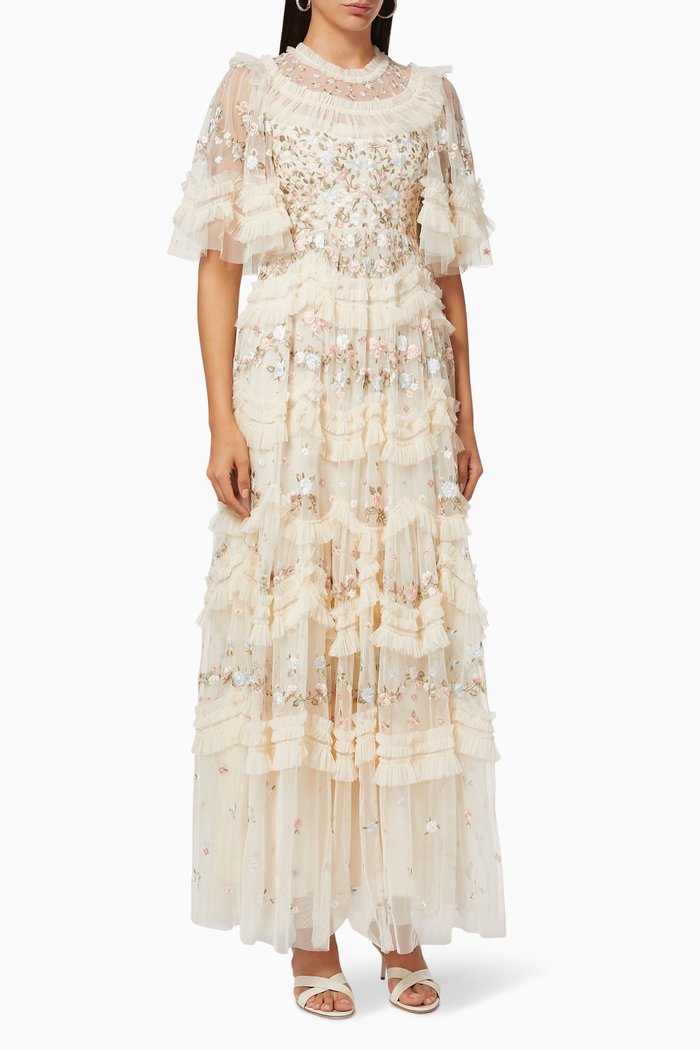 

Lalabelle Floral Gown in Tulle, Neutral