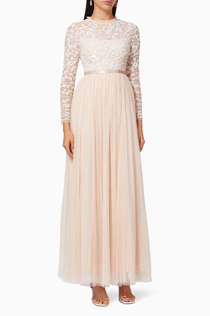 

Tempest Bodice Maxi Dress in Tulle, Pink