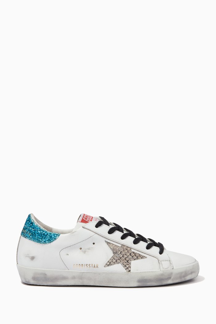 

Super-Star Sneakers with Python-print Star in Leather, White