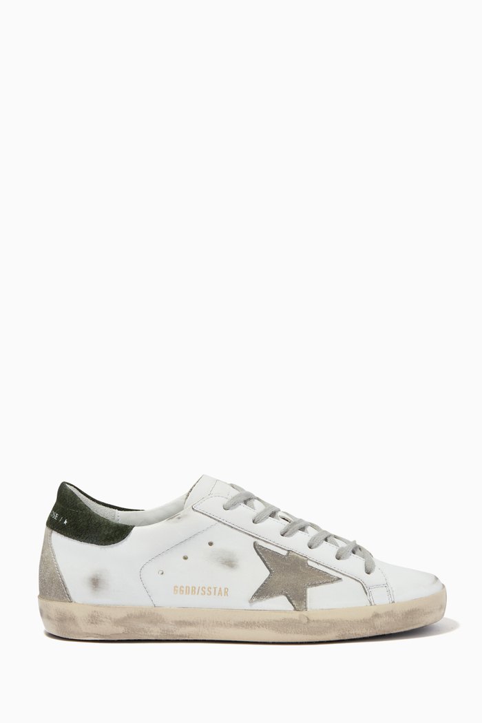 

Super-Star Sneakers with Python-print Heel Tab in Leather, White