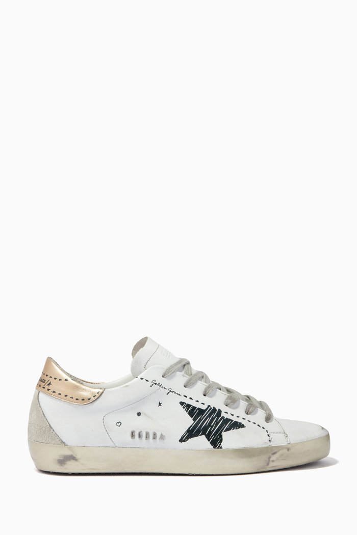 

Super-Star Sneakers with Printed Star in Leather, White