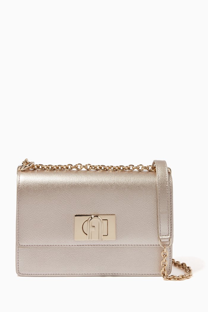 Mini 1927 Crossbody Bag in Metallic Leather, Silver