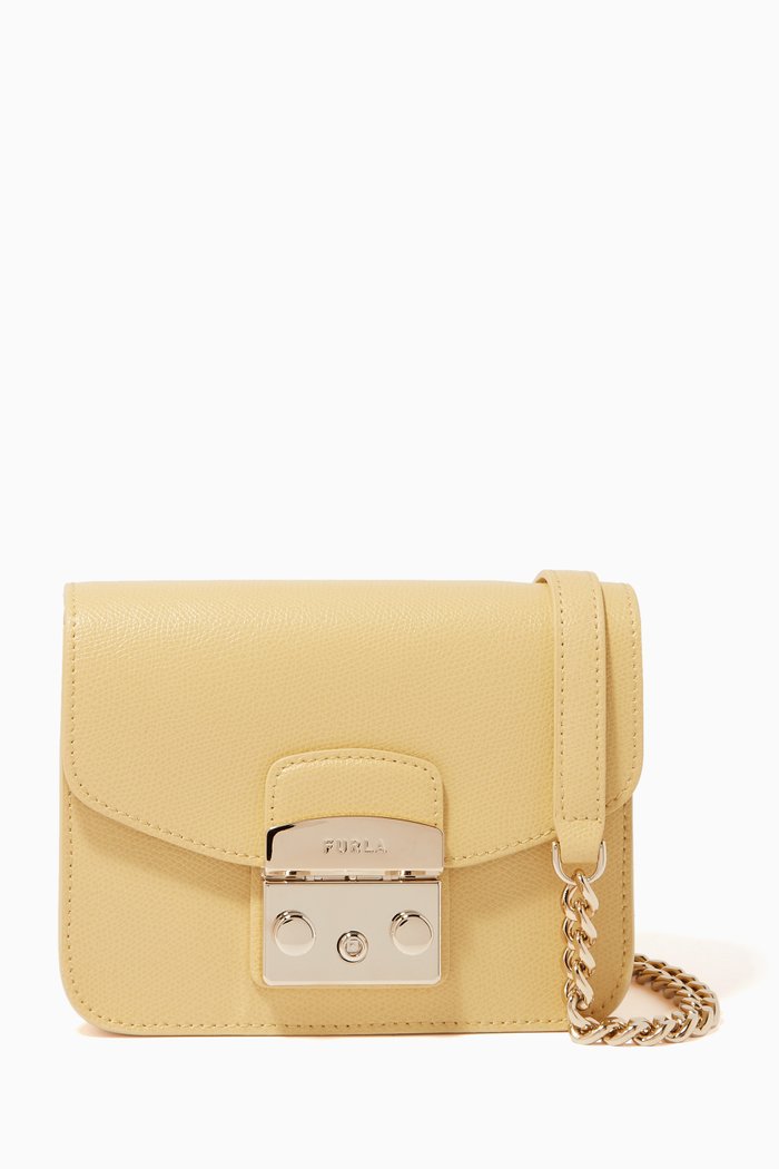 

Mini Metropolis Crossbody Bag in Leather, Neutral