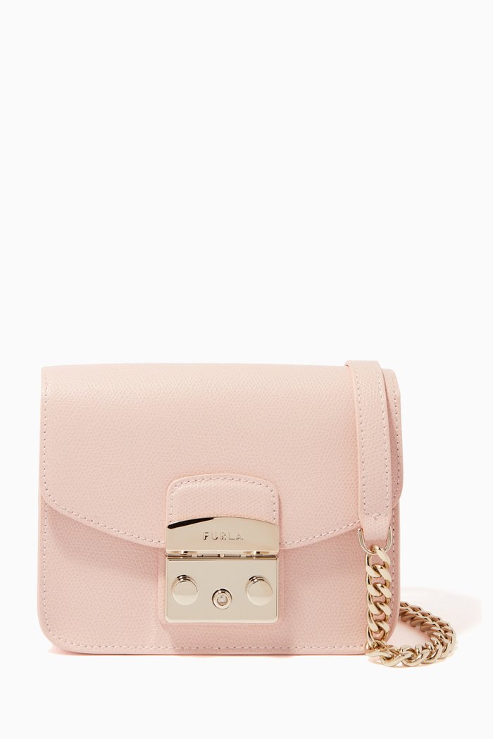 

Mini Metropolis Crossbody Bag in Leather, Pink