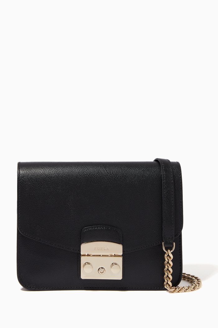 

Small Metropolis Crossbody Bag in Leather, Black
