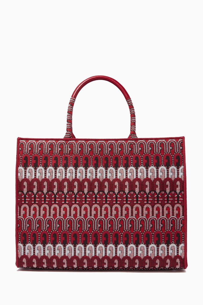 

Large Opportunity Tote Bag in Jacquard Fabric, Red