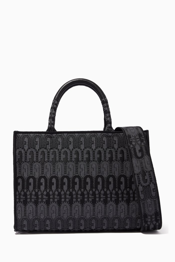 Small Opportunity Tote Bag in Jacquard Fabric, Black