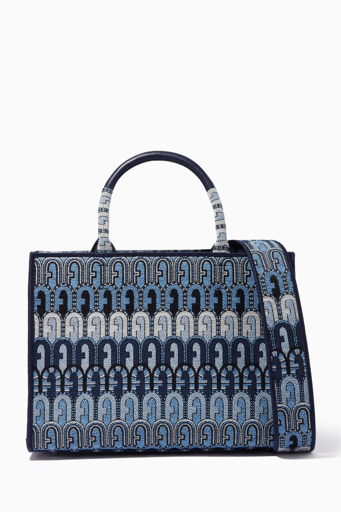 

Small Opportunity Tote Bag in Jacquard Fabric, Blue