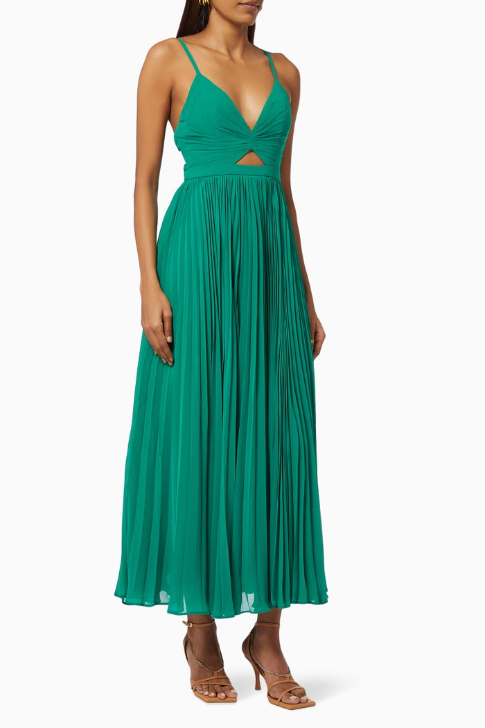

The Caelan Dress in Pleated Georgette, Green