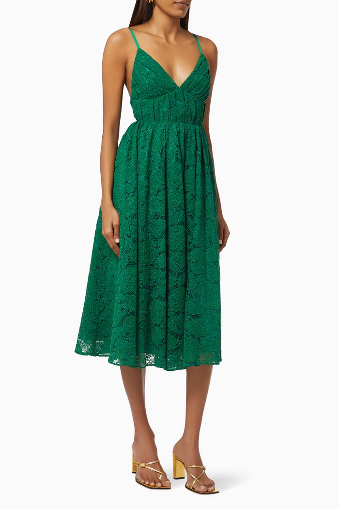

The Isabeau Dress in Rosette Corded Lace, Green