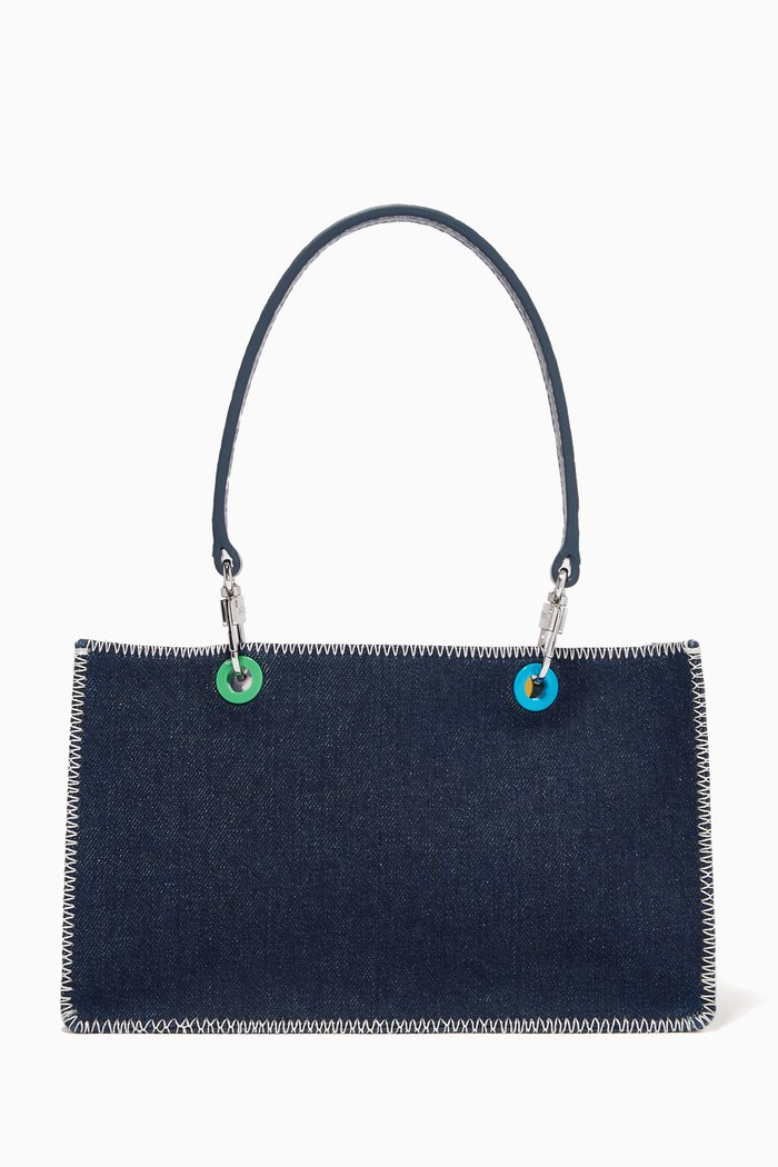 Gemma Shoulder Bag in Denim & Leather, Blue