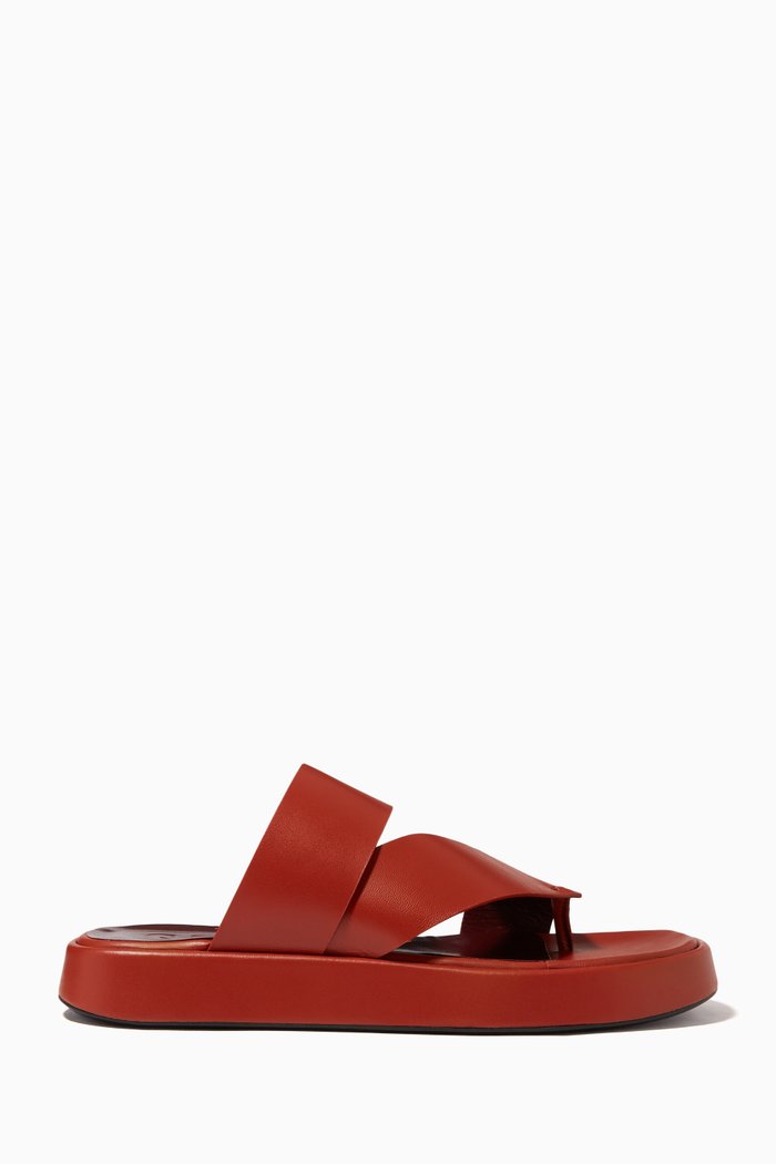 

Fly Flatform Sandals in Nappa Leather, Brown